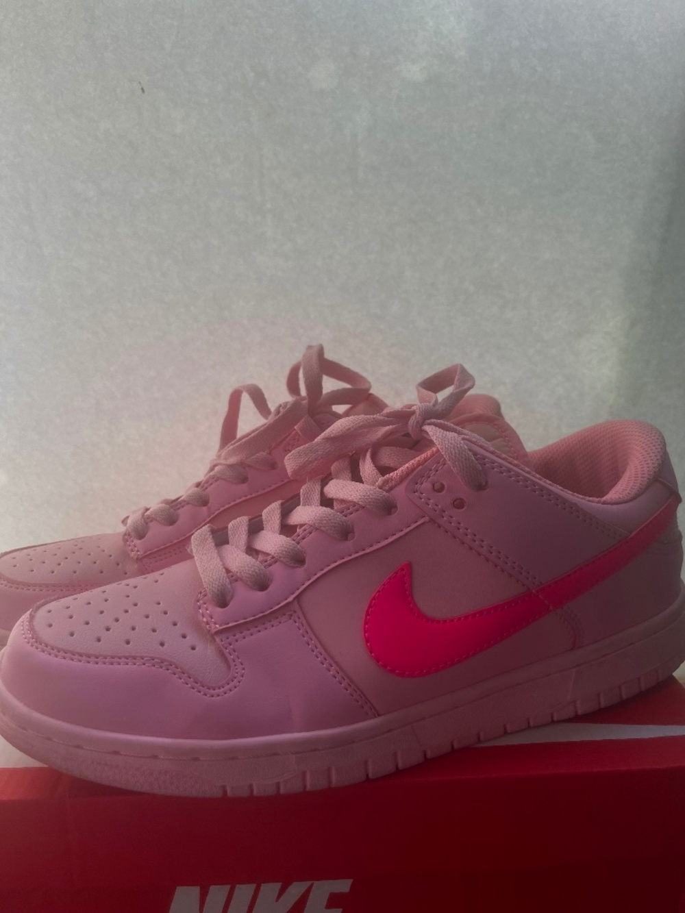 Pink Nike dunk low shoes